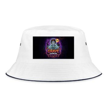 Grave Gamers Neon Skull - Bucket Hat - Weiß/Navy - Vorne