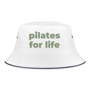 Pilates fürs Leben Typografik - Bucket Hat - Weiß/Navy - Vorne