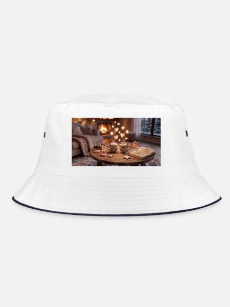 Kaminzauber Kuschelabend - Bucket Hat - Weiß/Navy