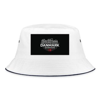 Danmark Urban Copenhagen Streetwear - Bucket Hat - Weiß/Navy - Vorne