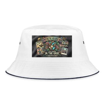 Synthetic Gilded Age – Stay Human In The Grid 2026 - Bucket Hat - Weiß/Navy - Vorne