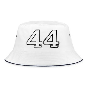 Zahl 44 handgezeichnet - Bucket Hat - Weiß/Navy - Vorne