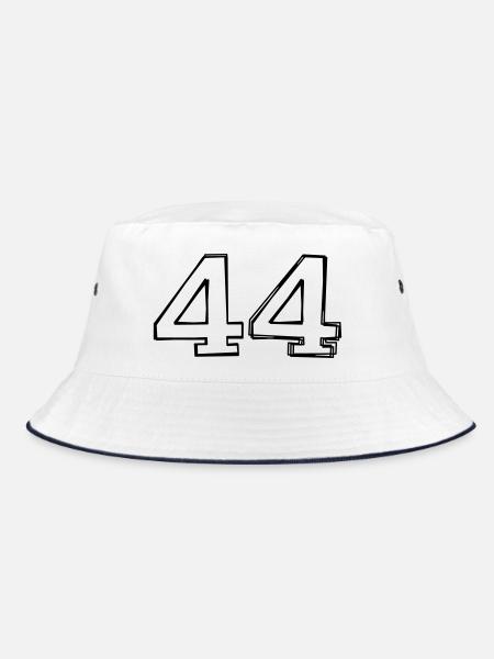 Zahl 44 handgezeichnet - Bucket Hat - Weiß/Navy