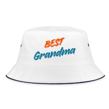 Beste Oma aller Zeiten – Retro Orange & Blue Typografie - Bucket Hat - Weiß/Navy - Vorne