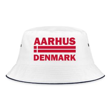 Aarhus Dänemark Stadtflagge - Bucket Hat - Weiß/Navy - Vorne