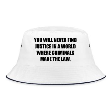YOU WILL NEVER FIND JUSTICE - Bucket Hat - Weiß/Navy - Vorne
