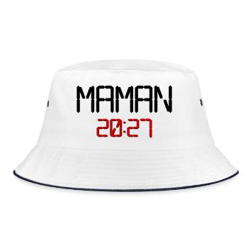 Französische Mama 2027 - Bucket Hat - Weiß/Navy - Vorne