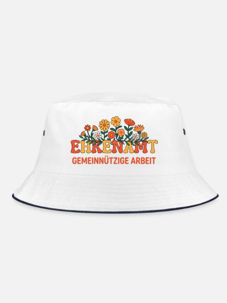 Ehrenamt Blumen Gemeinnützige Arbeit - Bucket Hat - Weiß/Navy