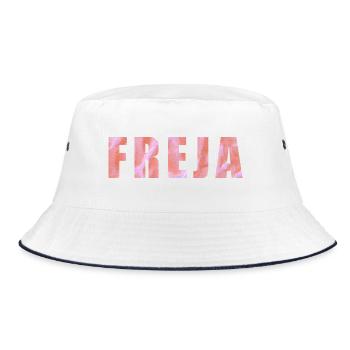 Lavendel Abstraktes Aquarell Design - Bucket Hat - Weiß/Navy - Vorne