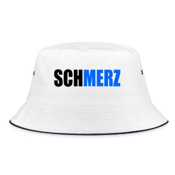 Schmerz no merz - Bucket Hat - Weiß/Navy - Vorne