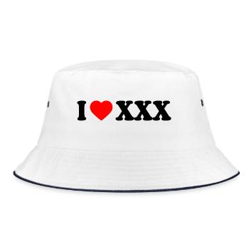 I love xxx - Bucket Hat - Weiß/Navy - Vorne