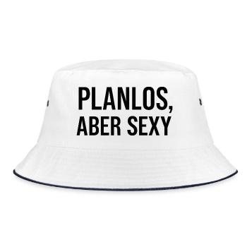Planlos aber sexy - Bucket Hat - Weiß/Navy - Vorne