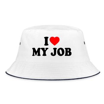 I love my job - Bucket Hat - Weiß/Navy - Vorne