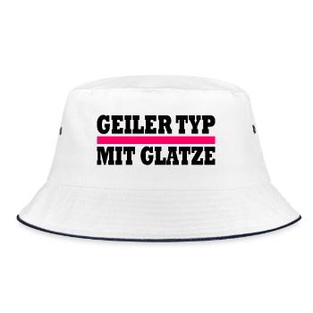 geiler typ mit glatze - Bucket Hat - Weiß/Navy - Vorne