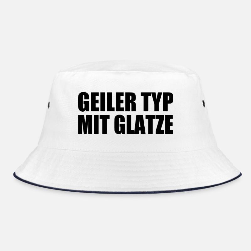 geiler typ mit glatze - Bucket Hat - Weiß/Navy