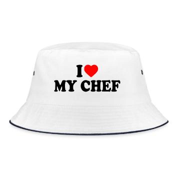 I love my chef - Bucket Hat - Weiß/Navy - Vorne