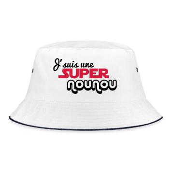 Ich bin ein Super Nanny - Bucket Hat - Weiß/Navy - Vorne