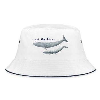 Ich habe den Blues Wale - Wale. baleines - Bucket Hat - Weiß/Navy - Vorne
