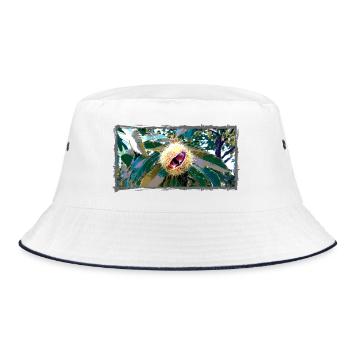 Chestnut in pointed leaf design - Bucket Hat - white/navy - Front