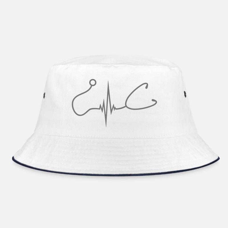 frequenz Stethoskop abhoeren herzschlag puls verar - Bucket Hat - Weiß/Navy