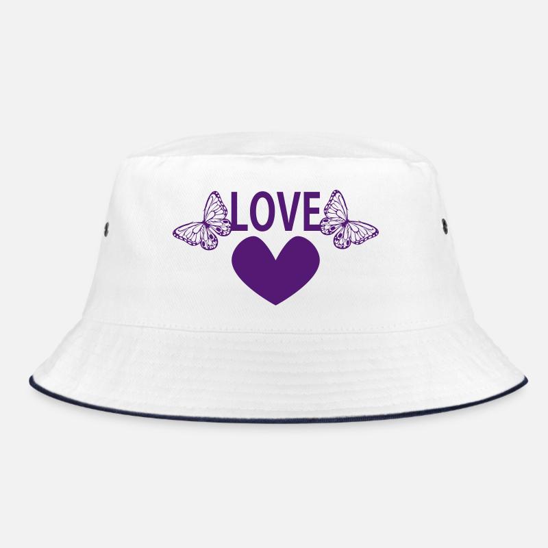 LOVE - Bucket Hat - Weiß/Navy