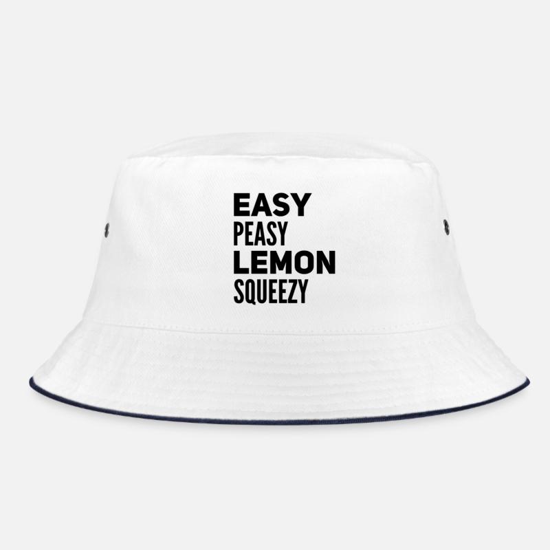 Easy Peasy Lemon Squeezy – Lustiger Spruch - Bucket Hat - Weiß/Navy