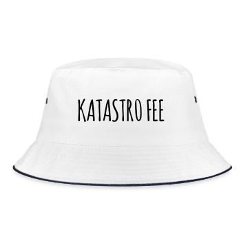 Catastrophe? Disaster! – Cheeky pun - Bucket Hat - white/navy - Front