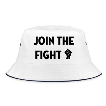 Join the fight / People / Peace / Revolution - Bucket Hat - white/navy - Front