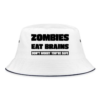 Zombies fressen Gehirne - Bucket Hat - Weiß/Navy - Vorne