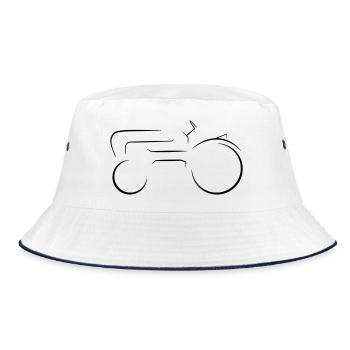 German Tractor Vintage Car Line Drawing - Bucket Hat - white/navy - Front