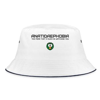 Anatidaephobia Duck Humor Design - Bucket Hat - white/navy - Front