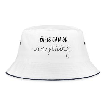 GIRLS CAN DO ANYTHING - Bucket Hat - white/navy - Front