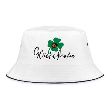 Glück Mama Kleeblatt - Bucket Hat - Weiß/Navy - Vorne