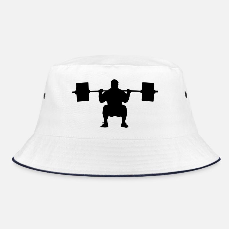 Gewichtheber Schattenfigur - Bucket Hat - Weiß/Navy