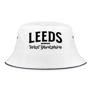 Leeds West Yorkshire United Kingdom Lettering - Bucket Hat - white/navy - Front