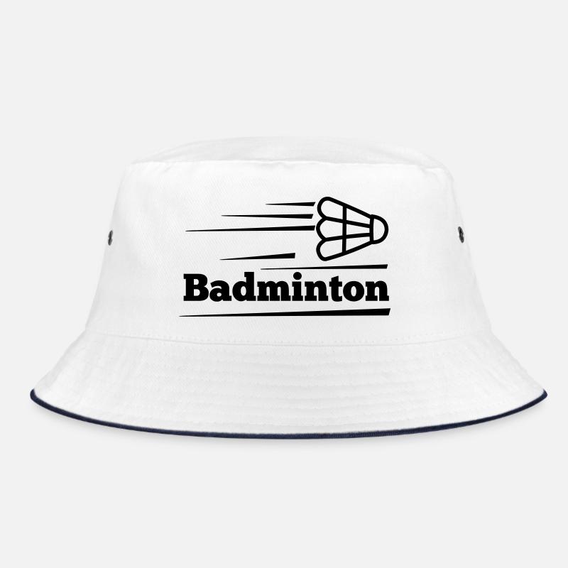 Badmintontext mit überfliegendem Shuttle Bucket Hat