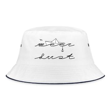 Mehr Lust auf Meer Design von MeerLust - Bucket Hat - Weiß/Navy - Vorne