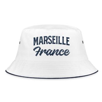 Marseille France Retro Script - Bucket Hat - white/navy - Front