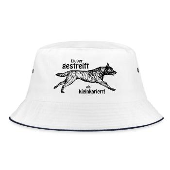 Lieber gestreift als kleinkariert - schwarz - Bucket Hat - Weiß/Navy - Vorne