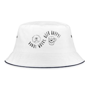 Donut worry, beer happy! Puns funny, beer - Bucket Hat - white/navy - Front