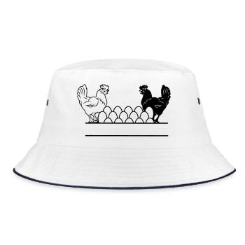 Chicken dark and light monogram - Bucket Hat - white/navy - Front