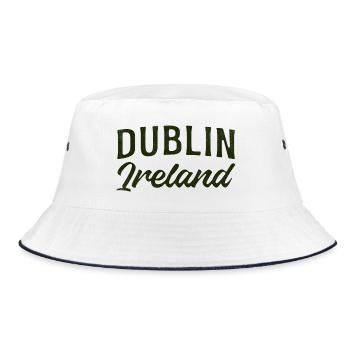 Dublin Irland Script Typografie - Bucket Hat - Weiß/Navy - Vorne