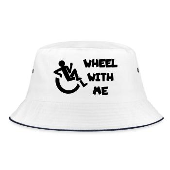 Rollen Sie mit mir in meinem Rollstuhl * - Bucket Hat - Weiß/Navy - Vorne