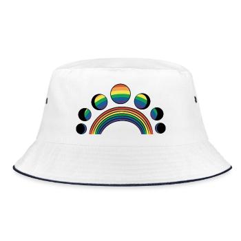 LGBT Mondphasen Monde Regenbogen - Bucket Hat - Weiß/Navy - Vorne