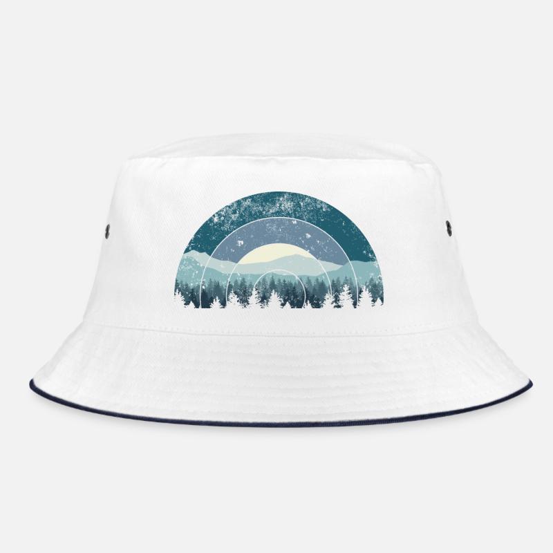 Blue Arc Forest Landschaft - Bucket Hat - Weiß/Navy