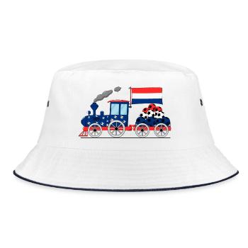 Holland Flagge Fußball Eisenbahn - Bucket Hat - Weiß/Navy - Vorne