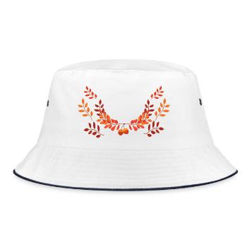Autumn Leaf Wreath Fire Colors - Bucket Hat - white/navy - Front