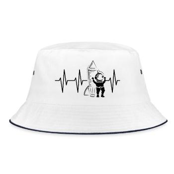 Rocketman, Heartbeat, Rocket, Space, Space, Astronaut, Pulse - Bucket Hat - white/navy - Front