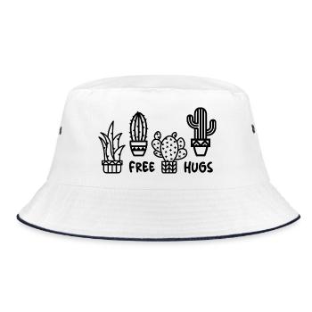 cactus free hugs funny sayings indoor plants - Bucket Hat - white/navy - Front