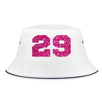 Nummer 29 Pink Glitter - 29. Geburtstag - Bucket Hat - Weiß/Navy - Vorne